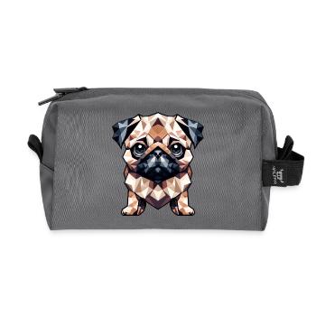 Mops in Polygon-Kunst Geometrisches Design - Recycelte Kulturtasche - Anthrazit - Vorne