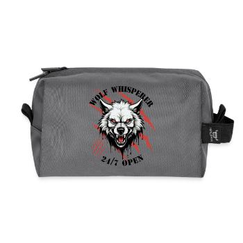 Wolf Whisperer - Recycled Toiletry Zip Bag - anthracite - Front