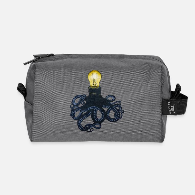 BULB OCTOPUS - Recycled Toiletry Zip Bag - anthracite