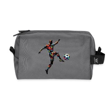 dynamischer Fußballspieler spielt Fußball - Recycelte Kulturtasche - Anthrazit - Vorne