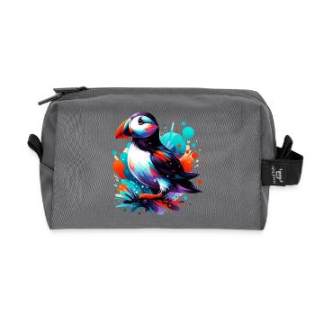 Macareux - Trousse de toilette en tissu recyclé - anthracite - Devant