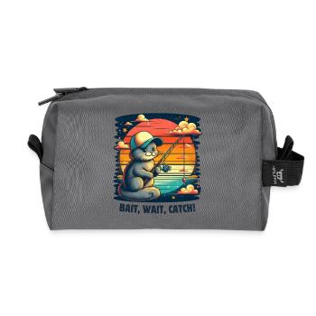 Fishing. Bait, wait, catch! - Recycled Toiletry Zip Bag - anthracite - Front