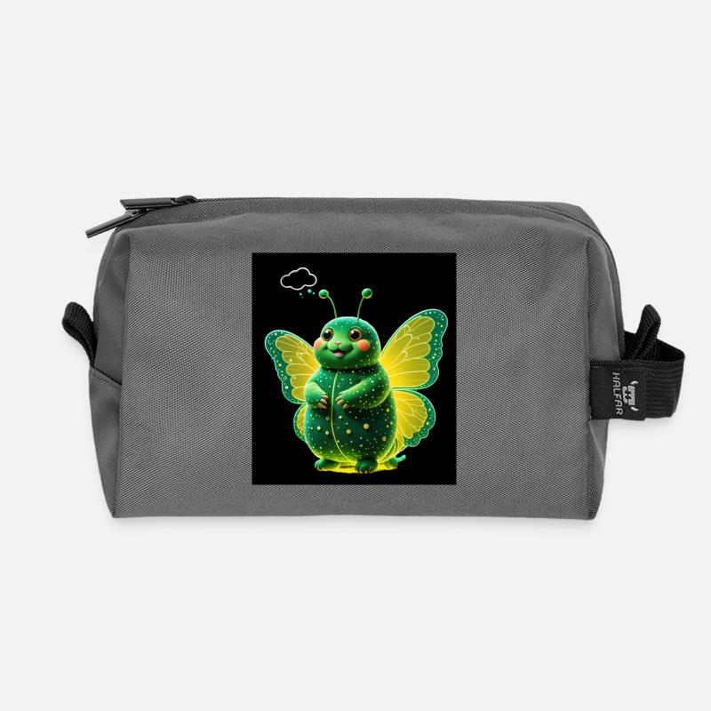 Grünleuchter Schmetterling  - Recycelte Kulturtasche - Anthrazit