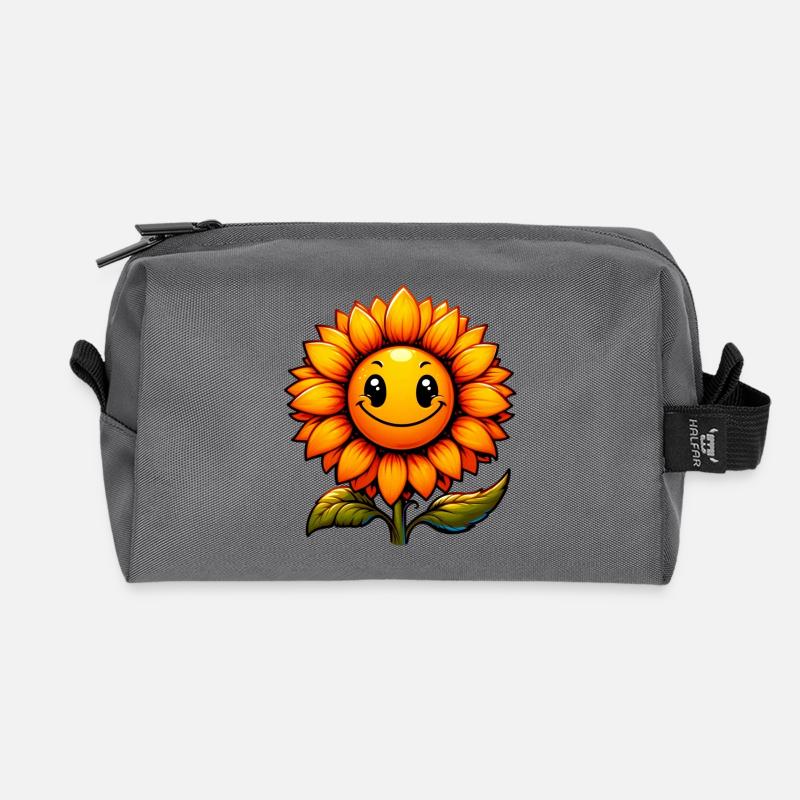 Sonnenblume - Recycelte Kulturtasche - Anthrazit