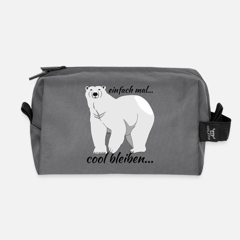 Eisbär "einfach mal cool bleiben..." - Recycelte Kulturtasche - Anthrazit