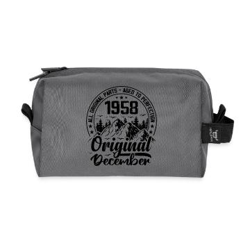 1958 December Original 66 Years Anniversary Gift - Recycled Toiletry Zip Bag - anthracite - Front