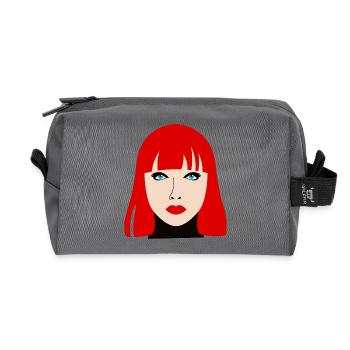 Redhead woman with blue eyes - Recycled Toiletry Zip Bag - anthracite - Front