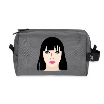 Cadeau de poupée manga - Trousse de toilette en tissu recyclé - anthracite - Devant