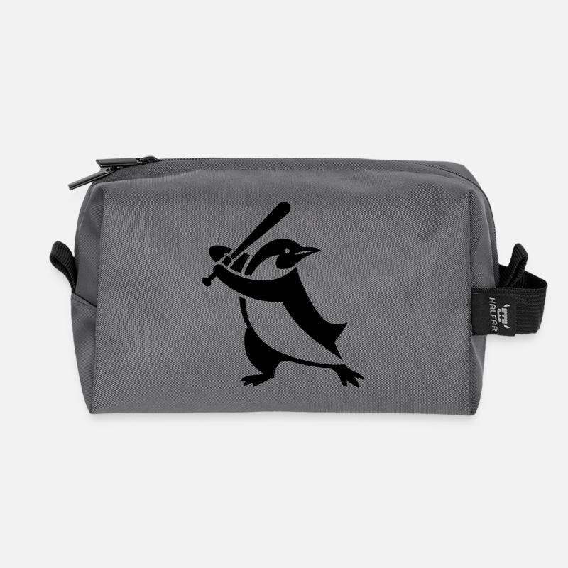Pinguin Baseball Spieler Silhouette minimalistisch - Recycelte Kulturtasche - Anthrazit