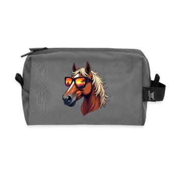 Pferd trägt Sonnenbrille - Recycelte Kulturtasche - Anthrazit - Vorne