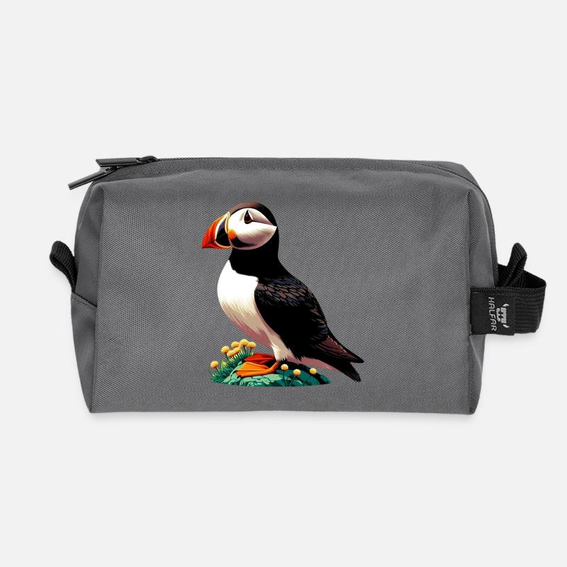 Papageitaucher - Recycelte Kulturtasche - Anthrazit