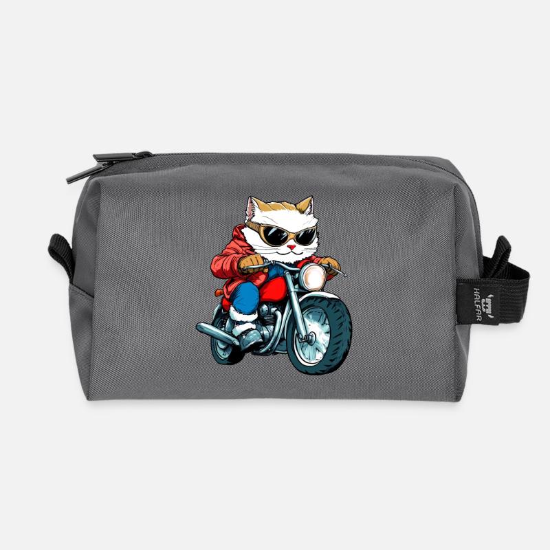 Katzen Motorradfahrer / Motorrad Katze - Recycelte Kulturtasche - Anthrazit