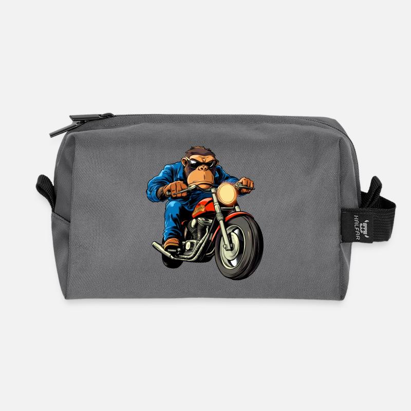 Motorradfahrer Affe - Recycelte Kulturtasche - Anthrazit