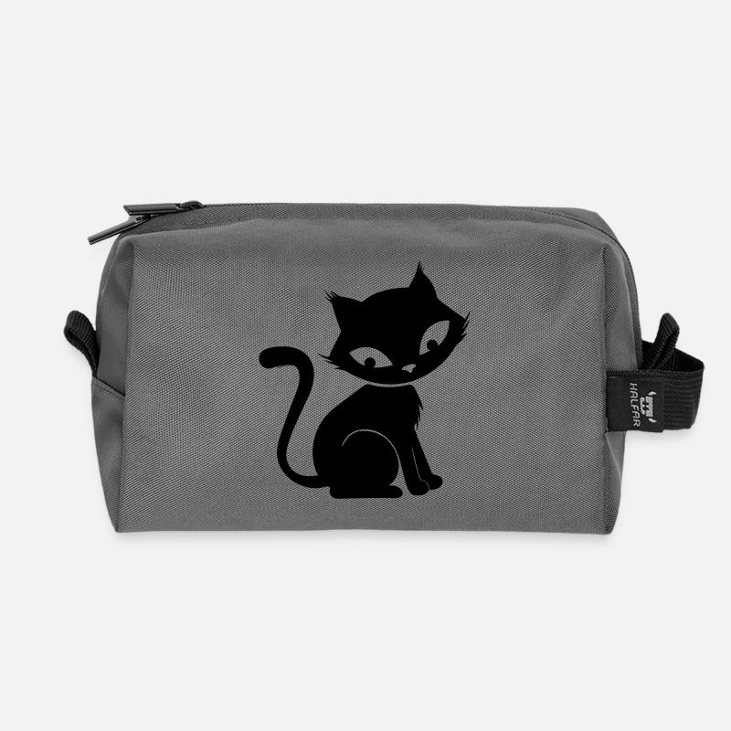 Süße Katze - Recycelte Kulturtasche - Anthrazit