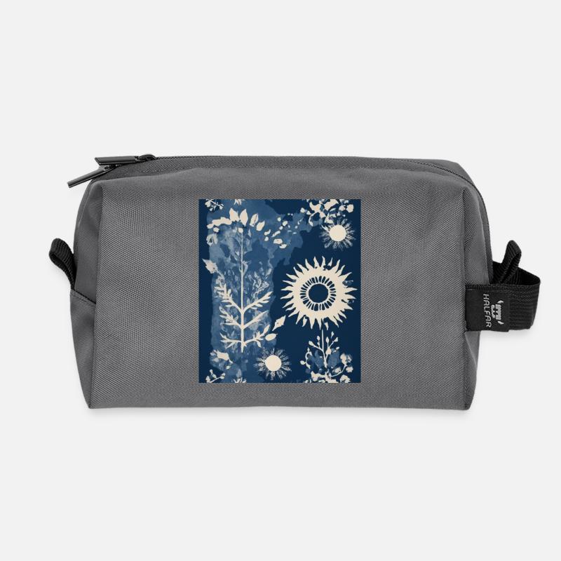 Abstract plant composition - Recycled Toiletry Zip Bag - anthracite