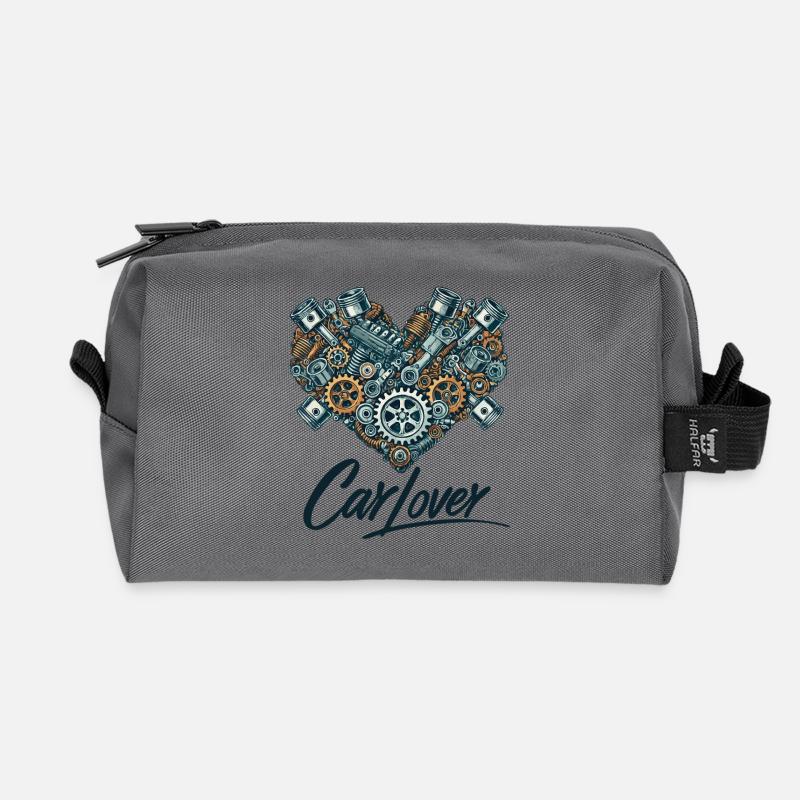 Car Lover Heart - Recycelte Kulturtasche - Anthrazit