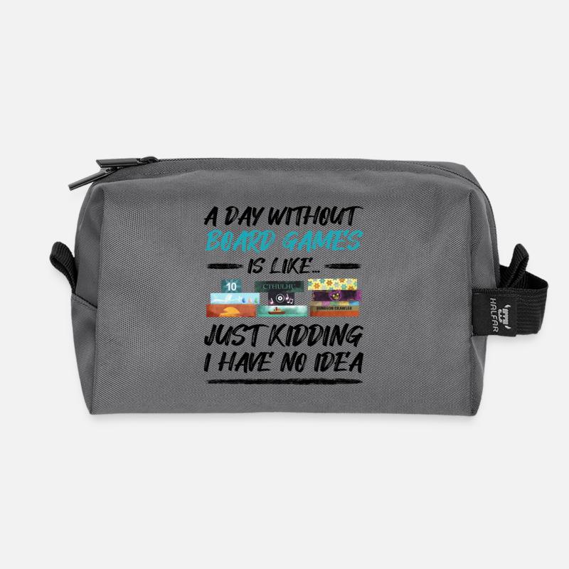 A day without board games - funny saying - Recycled Toiletry Zip Bag - anthracite