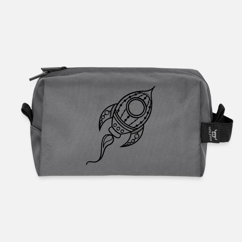 Fusée Doodle Voyage dans l’espace - Trousse de toilette en tissu recyclé - anthracite