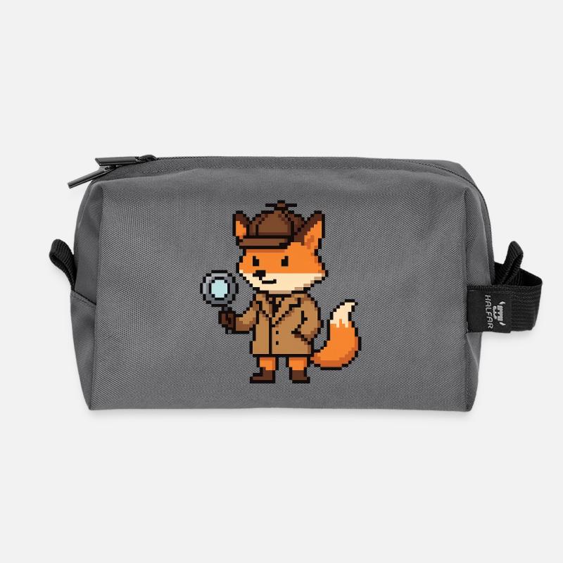Pixel Detective Fuchs Design - Recycelte Kulturtasche - Anthrazit