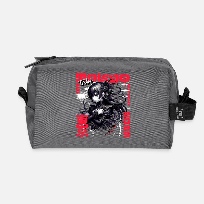Dark Gothic Anime Frau mit Rosen - Recycelte Kulturtasche - Anthrazit