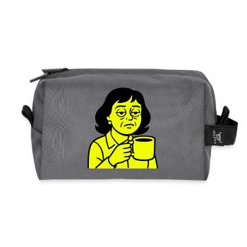 Mürrische Kaffeetante - Recycelte Kulturtasche - Anthrazit - Vorne