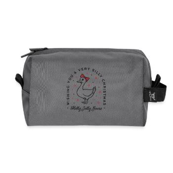 Oie idiote Noël souhaite Noël preppy excentrique - Trousse de toilette en tissu recyclé - anthracite - Devant