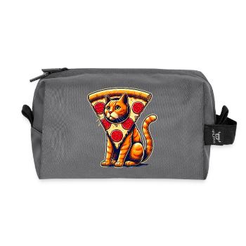 Lustige Pizza Katze Fusion Illustration - Recycelte Kulturtasche - Anthrazit - Vorne