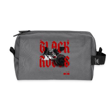 Rebellische schwarze Rose mit Statement - Recycelte Kulturtasche - Anthrazit - Vorne