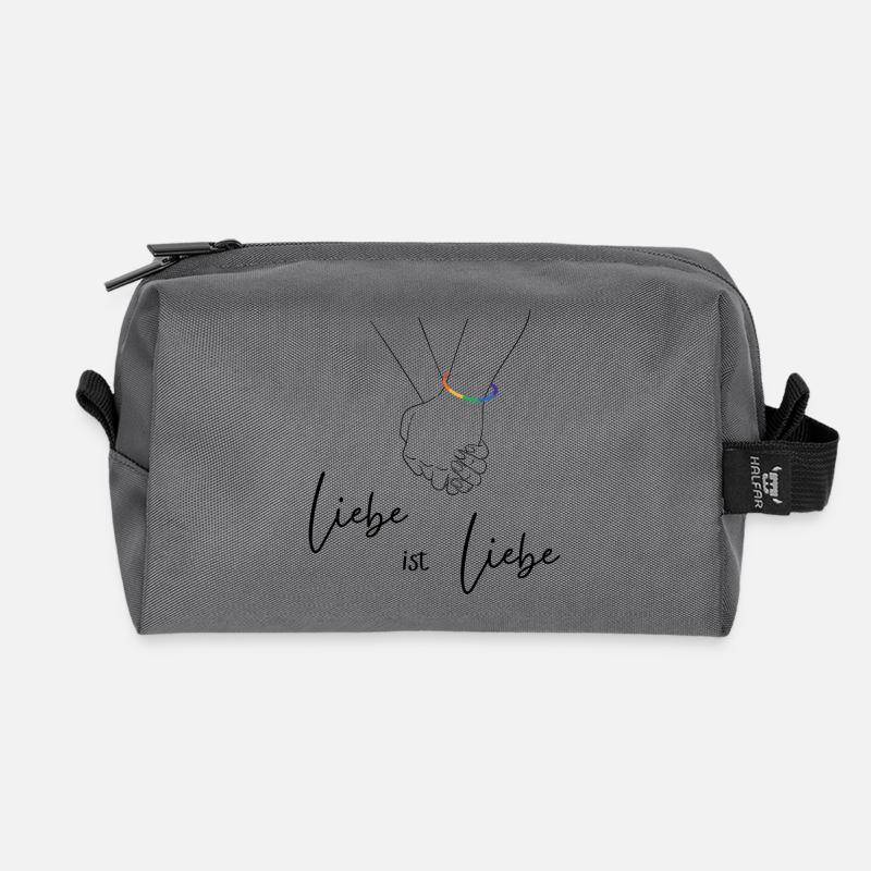 Regenbogen Herzlinie Design - Liebe ist Liebe - Recycelte Kulturtasche - Anthrazit