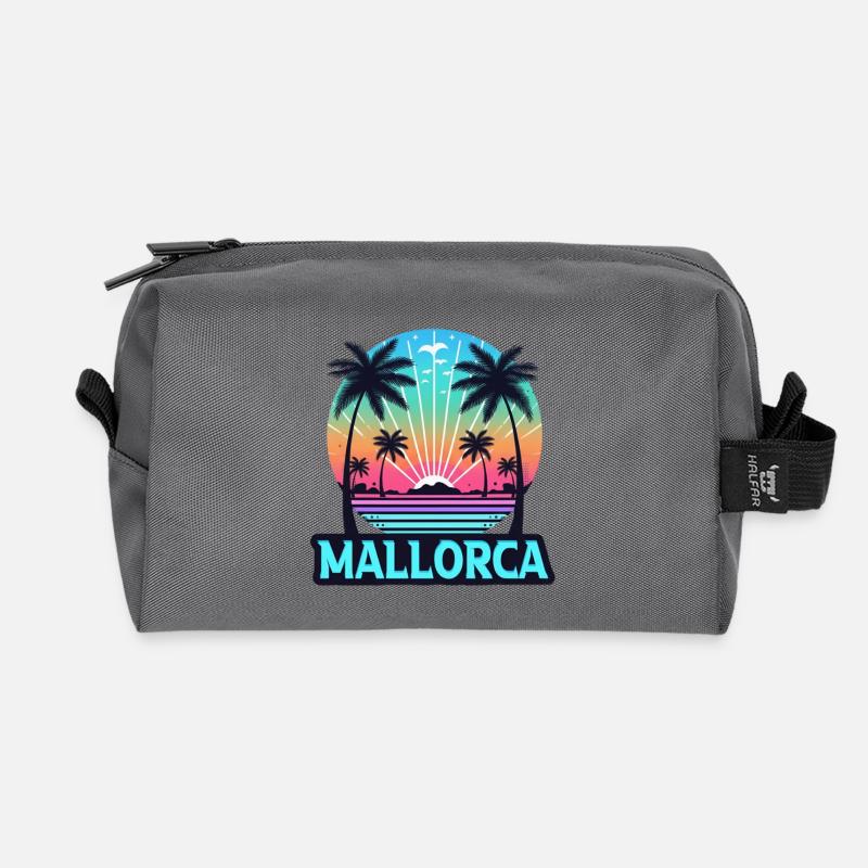 Mallorca Neon Sunset - Recycled Toiletry Zip Bag - anthracite