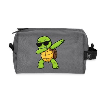 Dab Turtle mit Sonnenbrille - Recycelte Kulturtasche - Anthrazit - Vorne