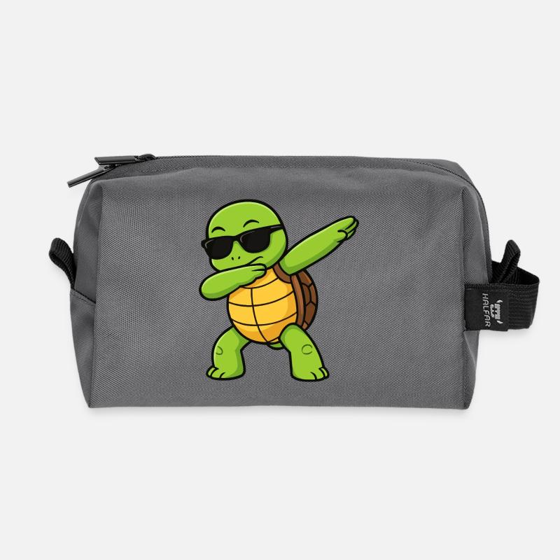 Dab Turtle mit Sonnenbrille - Recycelte Kulturtasche - Anthrazit