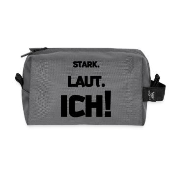 Stark. Laut. ICH! - Recycelte Kulturtasche - Anthrazit - Vorne