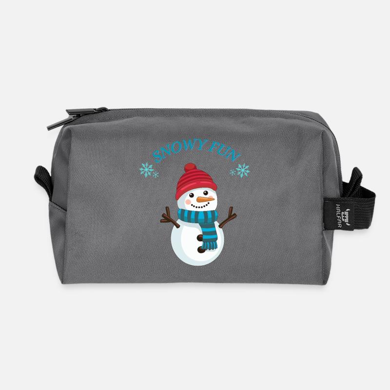 Schneemann Spaß  - Recycelte Kulturtasche - Anthrazit