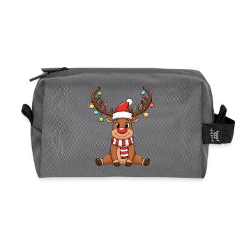 Lustiges Rentier mit roter Nase Weihnachtscartoon - Recycelte Kulturtasche - Anthrazit - Vorne