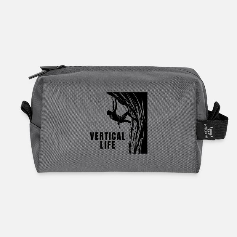 Vertical Life Climber Steep Wall Design - Recycled Toiletry Zip Bag - anthracite