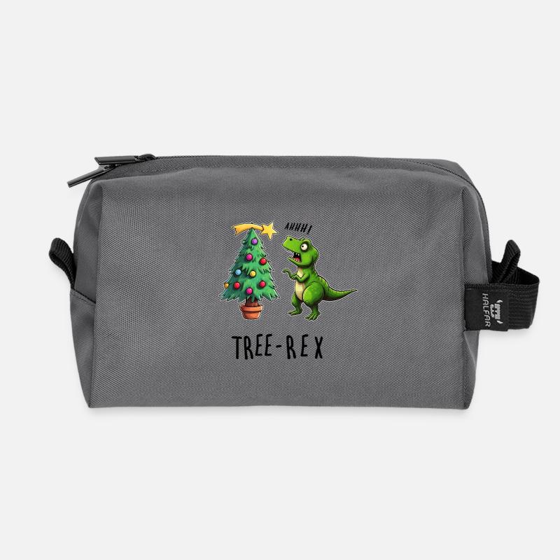 Dino trifft Weihnachtsbaum - Recycelte Kulturtasche - Anthrazit