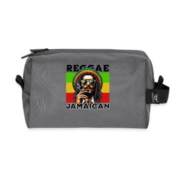 Œuvres d’art style reggae jamaïcain à l’ambiance rastafari - Trousse de toilette en tissu recyclé - anthracite - Devant