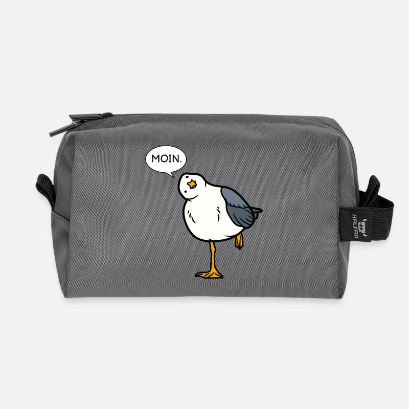 Moin Möwe – norddeutscher Gruß mit Humor - Recycelte Kulturtasche - Anthrazit