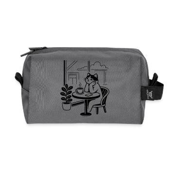 Thoughtful Cat Cafe - Recycled Toiletry Zip Bag - anthracite - Front
