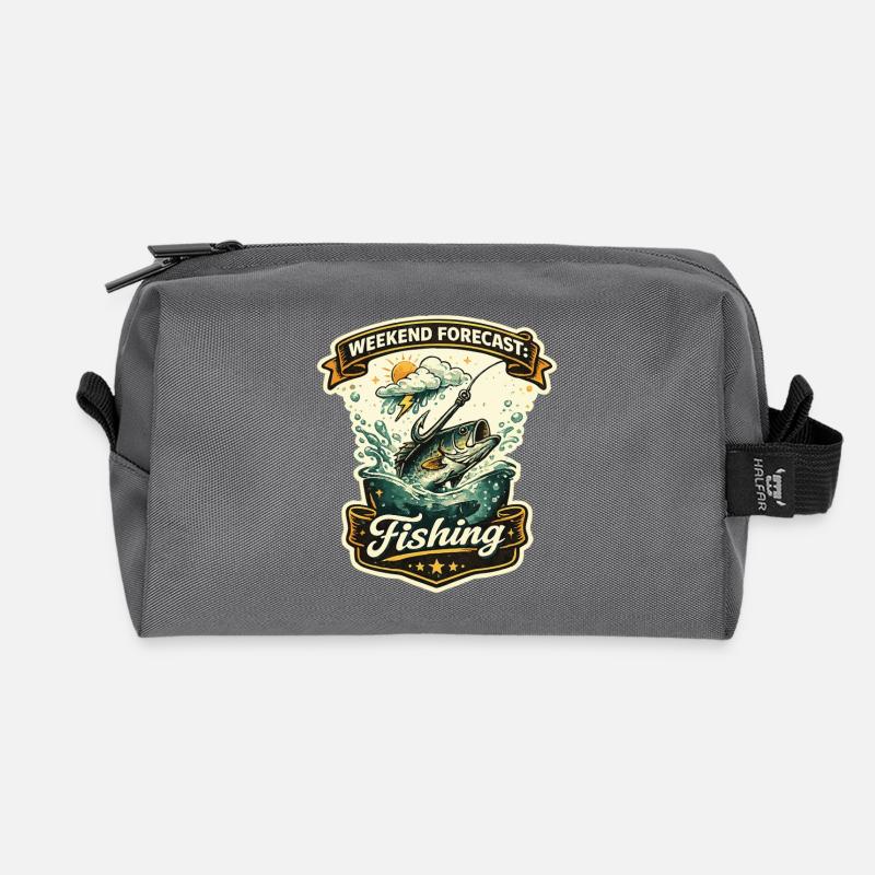 Weekend Forecast Fishing Retro Motiv - Recycelte Kulturtasche - Anthrazit