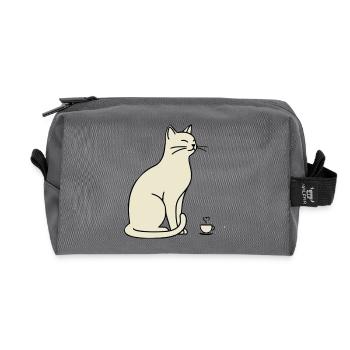 Minimalistische Silhouette Cream Cat - Recycelte Kulturtasche - Anthrazit - Vorne