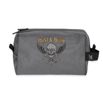 Conception de l’aile de crâne de moto en os de rouille - Trousse de toilette en tissu recyclé - anthracite - Devant