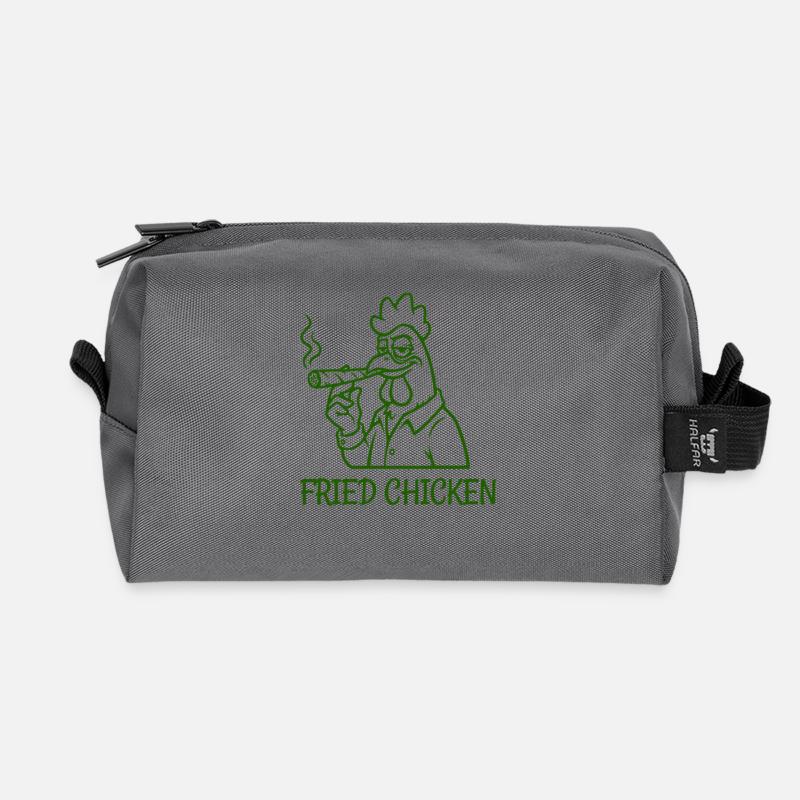 Fried Chicken Lustiges Rauchendes Huhn  - Recycelte Kulturtasche - Anthrazit