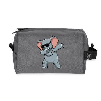 Lustiger Elefant im Dab-Style - Recycelte Kulturtasche - Anthrazit - Vorne