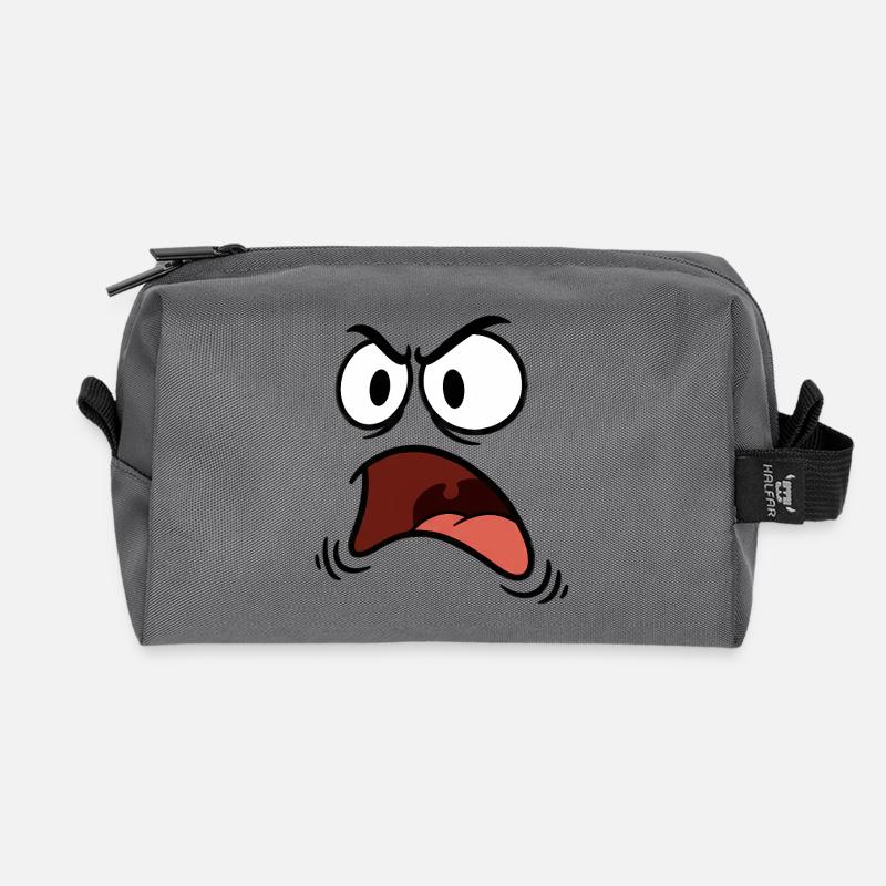 Angry face comic - Recycled Toiletry Zip Bag - anthracite