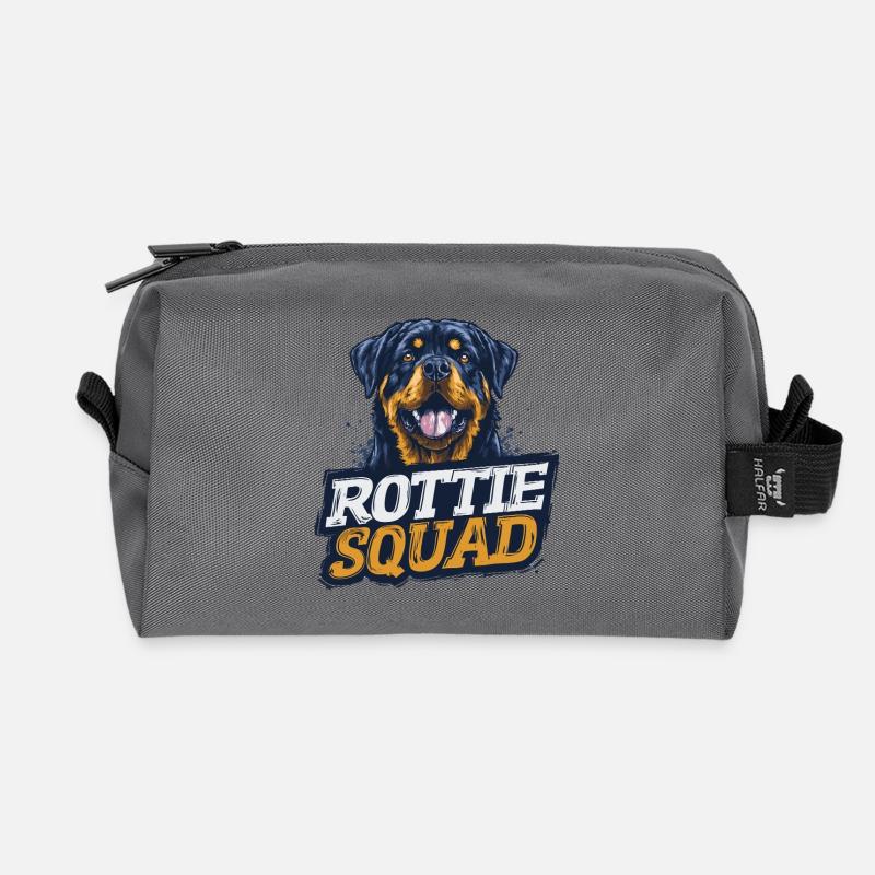 Rottie Squad – Starkes Hundemotiv - Recycelte Kulturtasche - Anthrazit