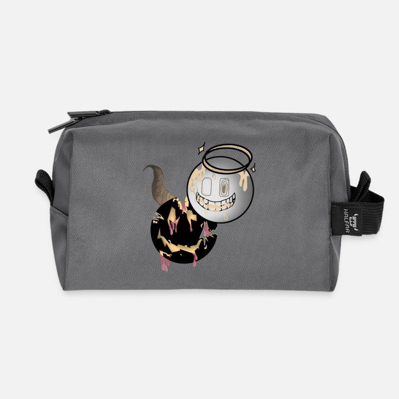 Schmelzende Gesichter Engel und Teufel Design  - Recycelte Kulturtasche - Anthrazit