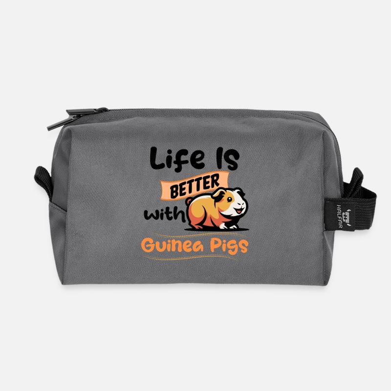 Leben ist besser mit Meerschweinchen! - Recycelte Kulturtasche - Anthrazit