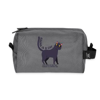 Karma ist eine Katze - Recycelte Kulturtasche - Anthrazit - Vorne